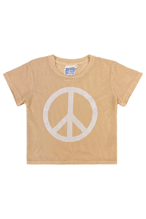 Peace Carmen Mesh Cropped Tee | Jungmaven Hemp Clothing & Accessories / Color: Oat Milk