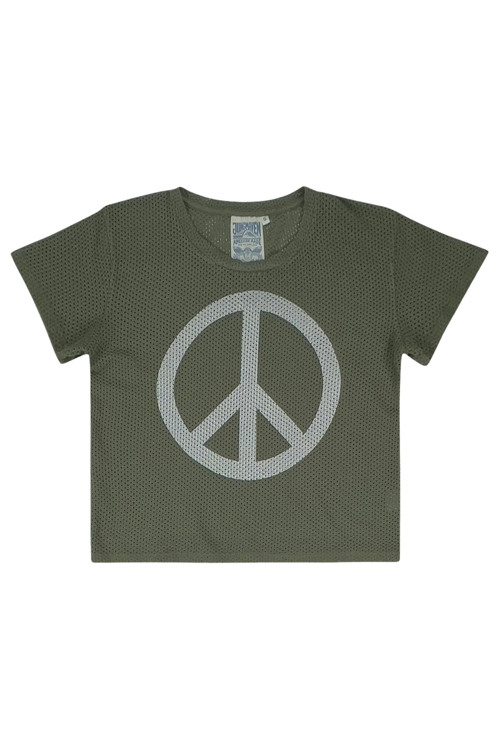 Peace Carmen Mesh Cropped Tee | Jungmaven Hemp Clothing & Accessories / Color: Olive Green