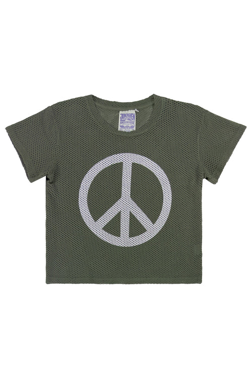Peace Carmen Mesh Cropped Tee | Jungmaven Hemp Clothing & Accessories / Color: Olive Green