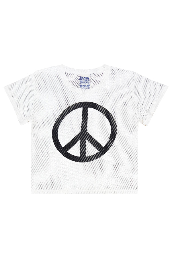 Peace Carmen Mesh Cropped Tee | Jungmaven Hemp Clothing & Accessories / Color: Washed White
