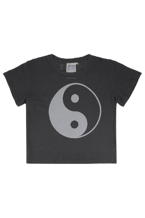 Yin Yang Carmen Mesh Cropped Tee | Jungmaven Hemp Clothing & Accessories / Color: Black