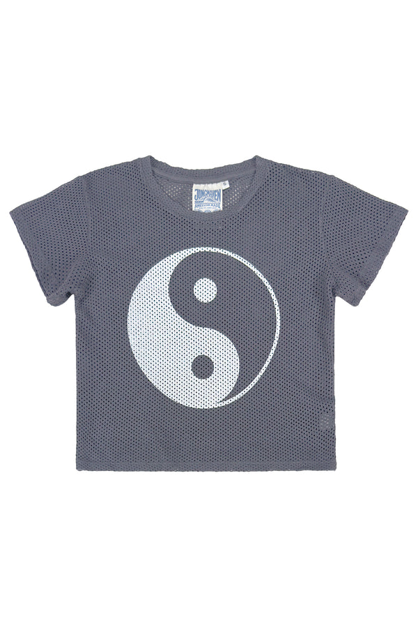 Yin Yang Carmen Mesh Cropped Tee | Jungmaven Hemp Clothing & Accessories / Color: Diesel Gray