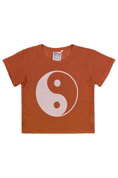 Yin Yang Carmen Mesh Cropped Tee | Jungmaven Hemp Clothing & Accessories / Color:Rooibos Tea