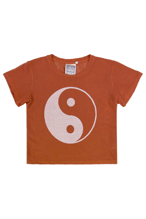 Yin Yang Carmen Mesh Cropped Tee | Jungmaven Hemp Clothing & Accessories / Color: Rooibos Tea
