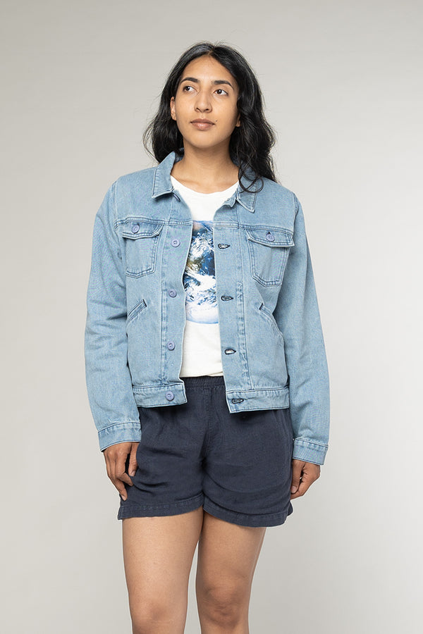Celeste Denim Jacket | Jungmaven Hemp Clothing & Accessories / model_desc: Davina is 5’7” wearing M