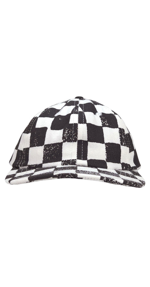 Checkerboard Chenga Cap | Jungmaven Hemp Clothing & Accessories / Color: Black Checker on Washed White