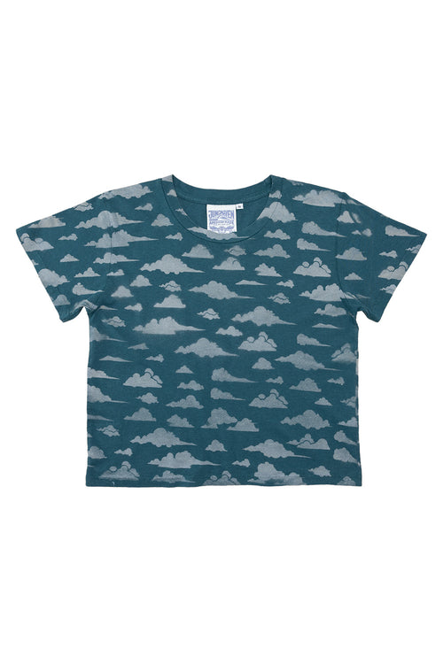 Clouds Cropped Lorel Tee | Jungmaven Hemp Clothing & Accessories / Color: Deep Teal