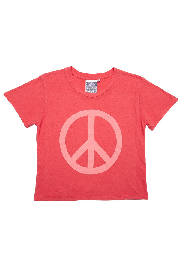 Peace Cropped  Lorel Tee | Jungmaven Hemp Clothing & Accessories / Color: Rose Water on Sunset Coral
