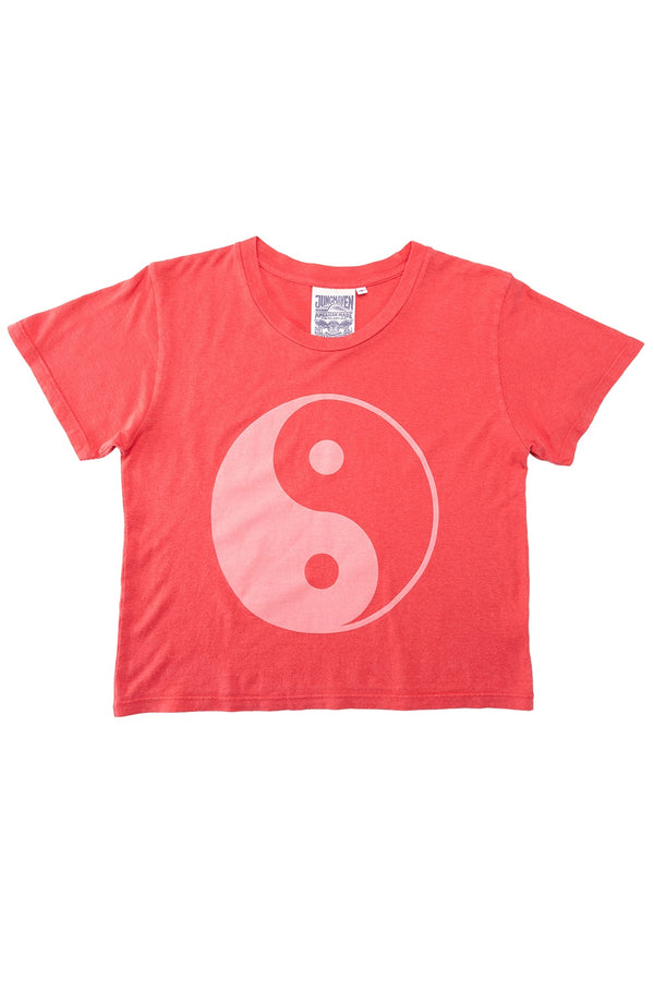 Yin Yang Cropped  Lorel Tee | Jungmaven Hemp Clothing & Accessories / Color: Rose Water on Sunset Coral