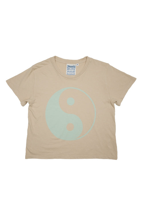 Yin Yang Cropped Ojai Tee | Jungmaven Hemp Clothing & Accessories / Color: Oasis Blue on Oatmilk