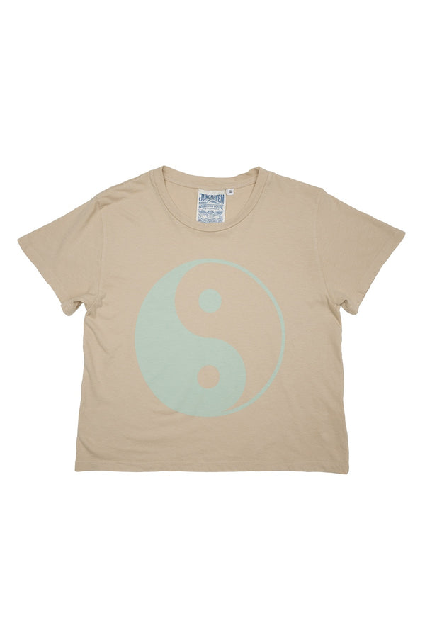 Yin Yang Cropped Ojai Tee | Jungmaven Hemp Clothing & Accessories / Color: Oasis Blue on Oatmilk 