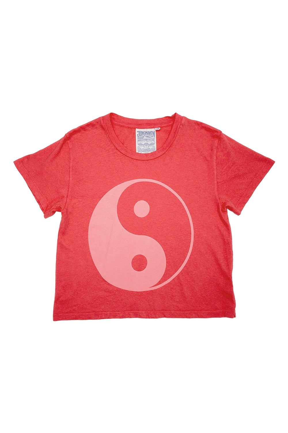 Yin Yang Cropped Ojai Tee | Jungmaven Hemp Clothing & Accessories / Color: Rose Water on Sunset Coral