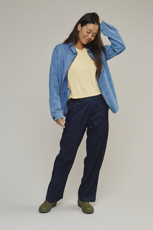 Denim Ocean Pant | Jungmaven Hemp Clothing & Accessories / model_desc: Tamiko is 5’8” wearing XS