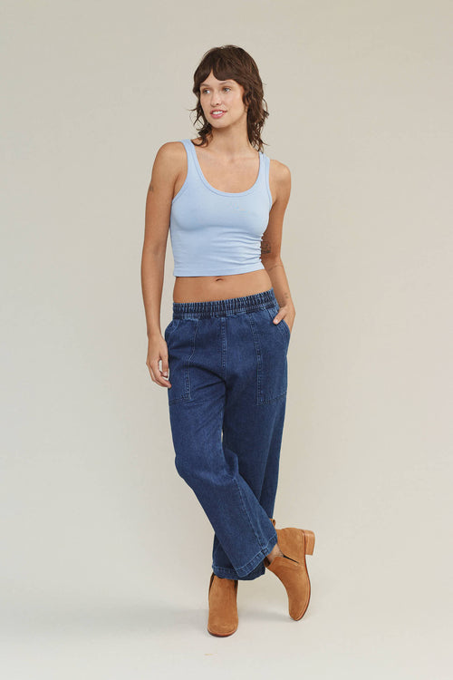 Denim Ocean Pant | Jungmaven Hemp Clothing & Accessories / model_desc: Tatchi is 5’9” wearing S