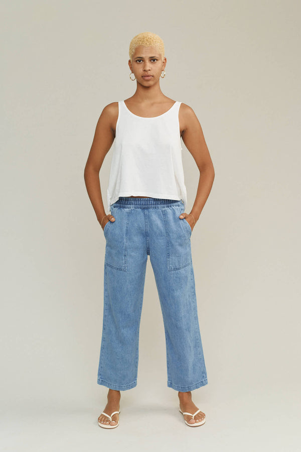 Denim Ocean Pant | Jungmaven Hemp Clothing & Accessories / model_desc: Naya is 5’9” wearing S