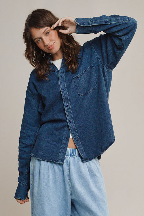 Denim Catalina Button Down Shirt | Jungmaven Hemp Clothing & Accessories / Color: