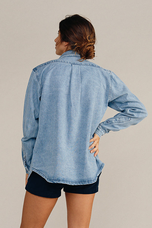 Denim Curved Hem Topanga Shirt | Jungmaven Hemp Clothing & Accessories / Color:
