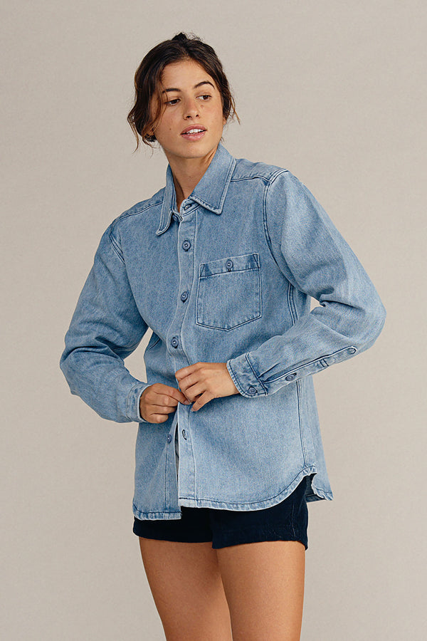 Denim Curved Hem Topanga Shirt | Jungmaven Hemp Clothing & Accessories / Color: