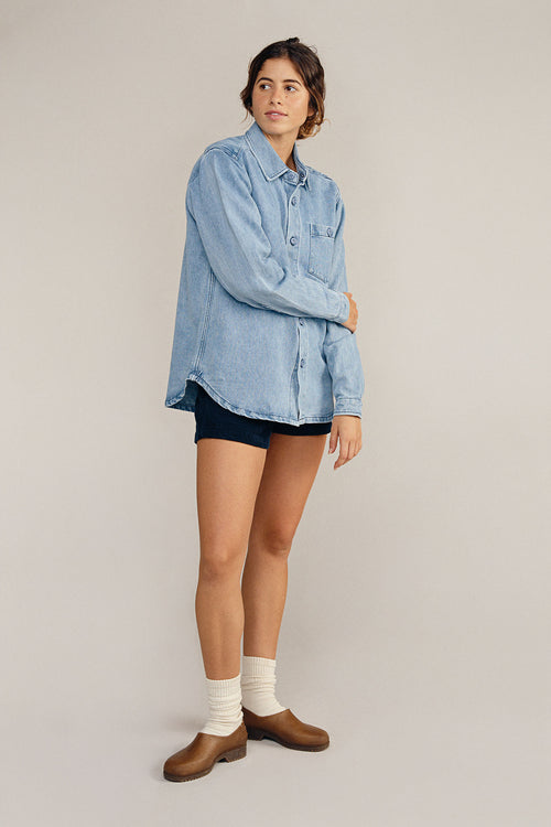 Denim Curved Hem Topanga Shirt | Jungmaven Hemp Clothing & Accessories / Color: