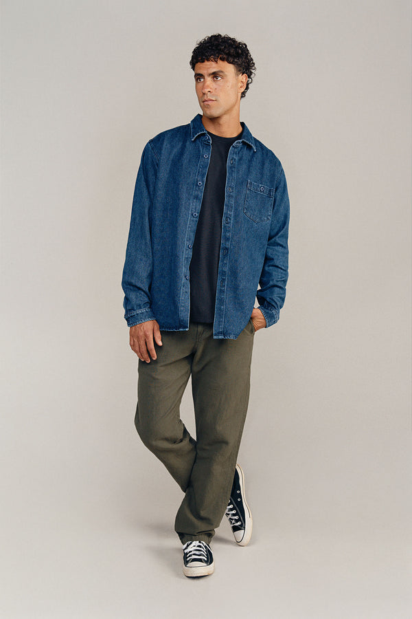 Denim Curved Hem Topanga Shirt | Jungmaven Hemp Clothing & Accessories / Color: