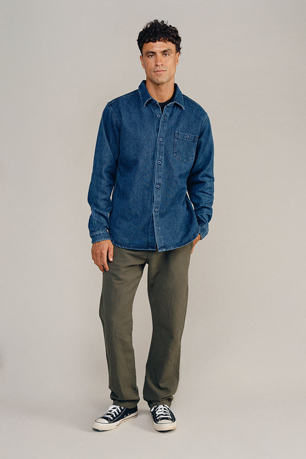 Denim Curved Hem Topanga Shirt | Jungmaven Hemp Clothing & Accessories / Color: