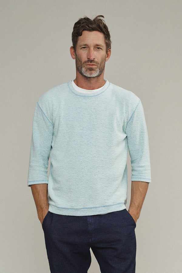 Heathered Duke 3/4 Sleeve Sherpa  | Jungmaven Hemp Clothing & Accessories / model_desc: Bryan is 6’1” wearing size M