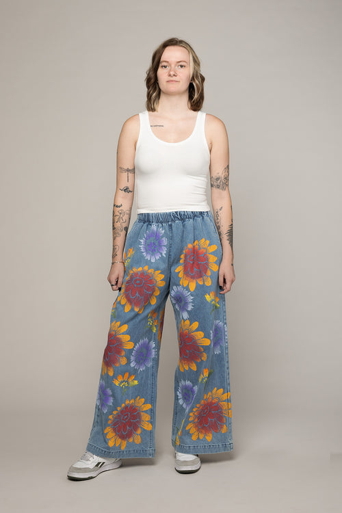 Dahlia Disco Denim  | Jungmaven Hemp Clothing & Accessories / model_desc: Kala is 5’6” wearing S
