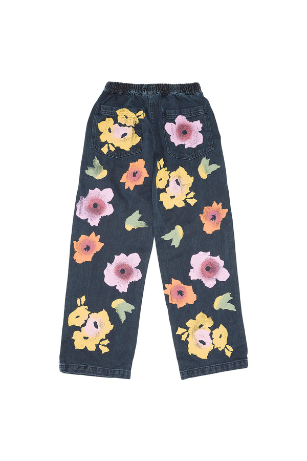 Floral Denim Ocean Pant | Jungmaven Hemp Clothing & Accessories / model_desc: Black Back