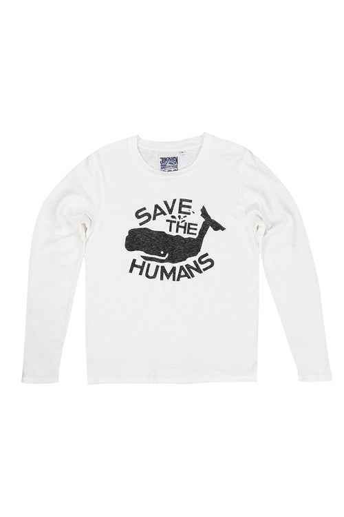 Save the Humans Encanto Long Sleeve Tee | Jungmaven Hemp Clothing & Accessories / Color: Washed White