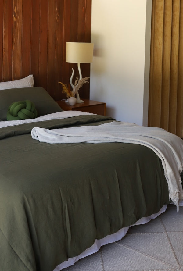 Evenfall Duvet Cover | Jungmaven Hemp Clothing & Accessories Color: Moss Green