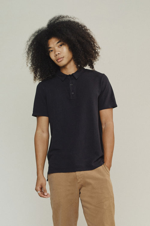 Fields Polo | Jungmaven Hemp Clothing & Accessories / model_desc: Chaz is 6’2” wearing Large