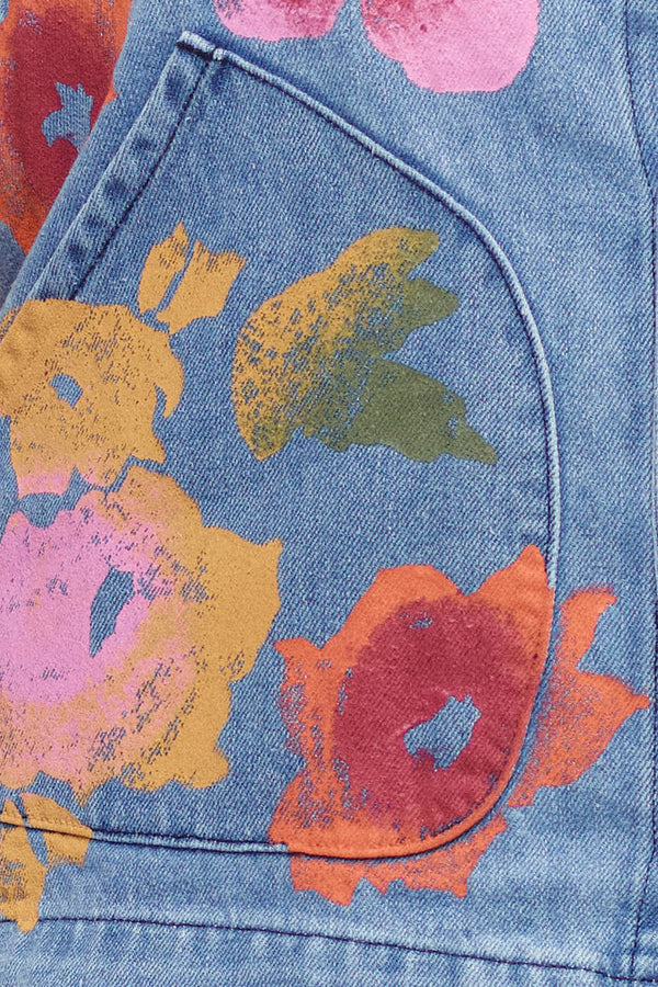 Floral Denim Falcon Vest | Jungmaven Hemp Clothing & Accessories / Color:
