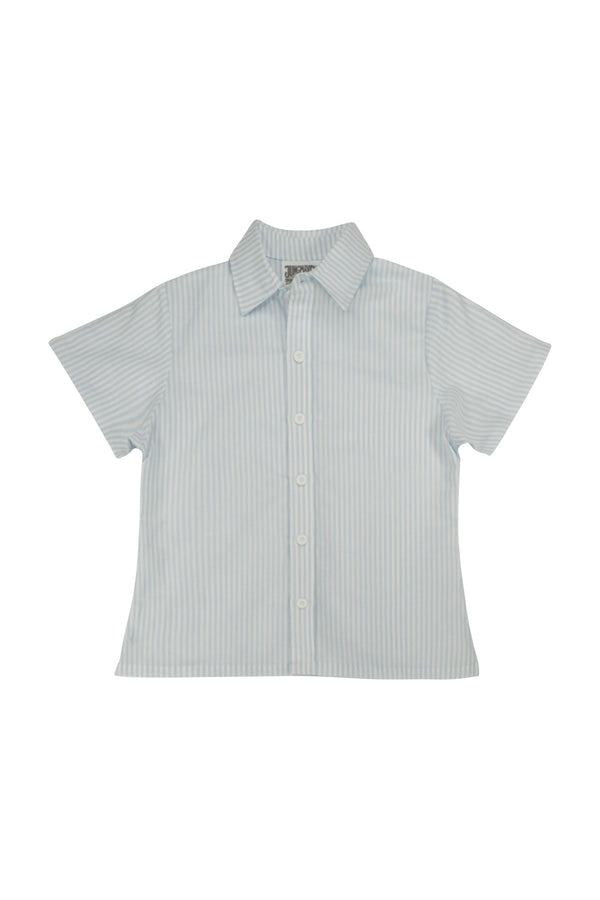 Faria Shirt | Jungmaven Hemp Clothing & Accessories / Color: Powder Blue Stripe