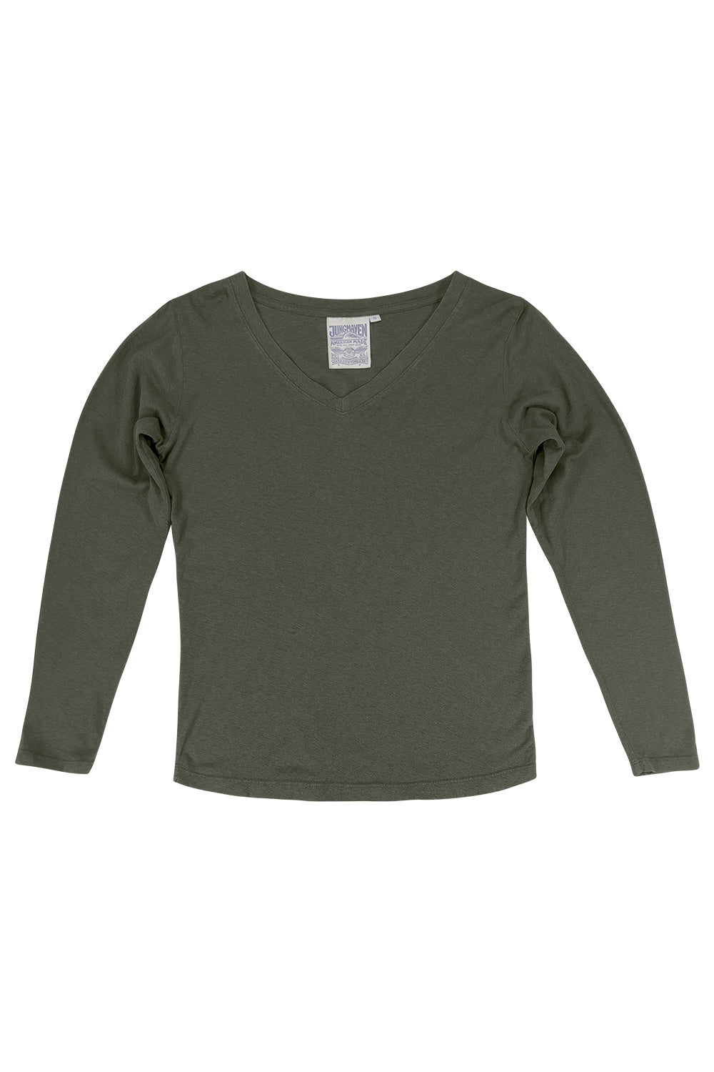 Finch Long Sleeve V-neck | Jungmaven Hemp Clothing & Accessories / Color: Olive Green