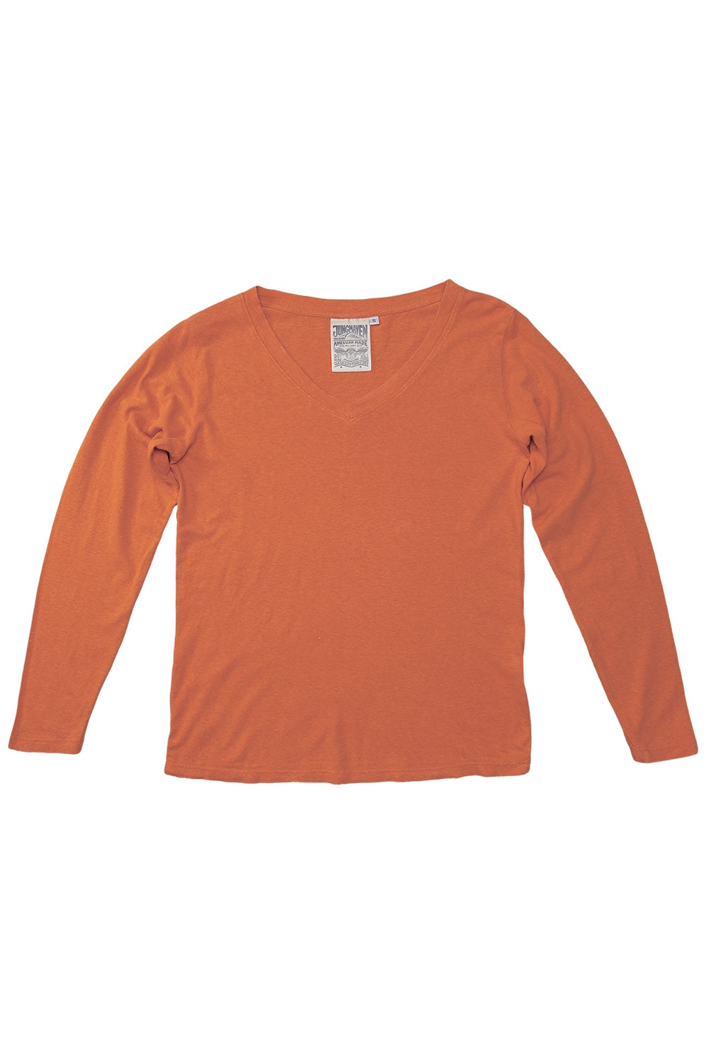 Finch Long Sleeve V-neck | Jungmaven Hemp Clothing & Accessories / Color: Burnt Orange