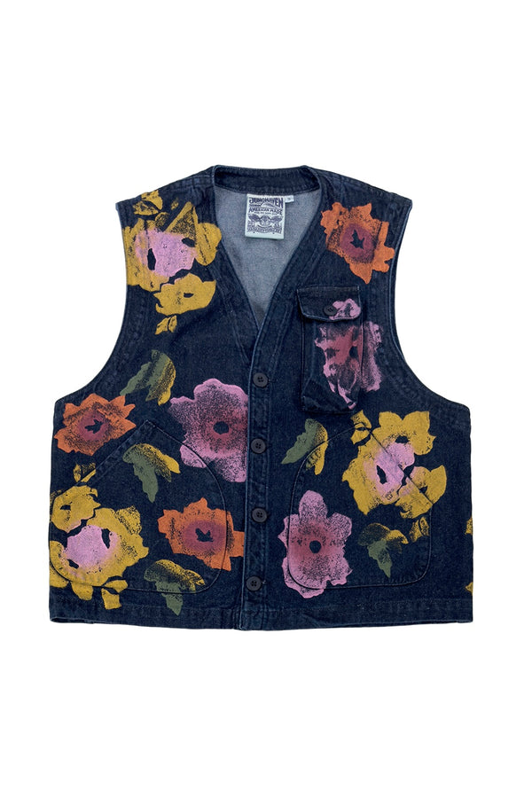 Floral Denim Falcon Vest | Jungmaven Hemp Clothing & Accessories / Color: Dark