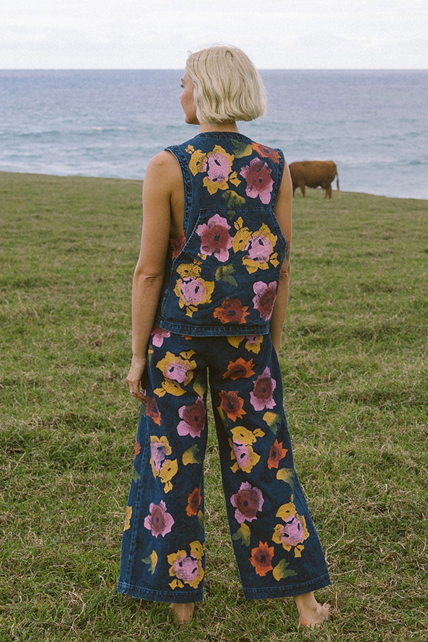 Floral Denim Disco Pant | Jungmaven Hemp Clothing & Accessories / Color: