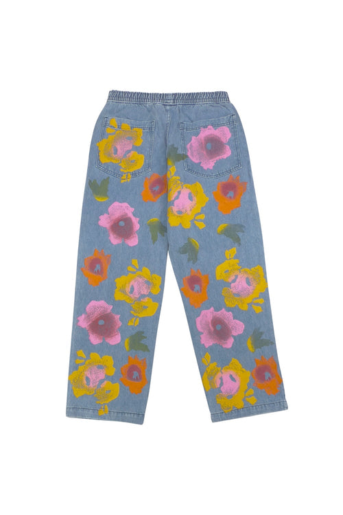 Floral Denim Ocean Pant | Jungmaven Hemp Clothing & Accessories / model_desc: Light Back