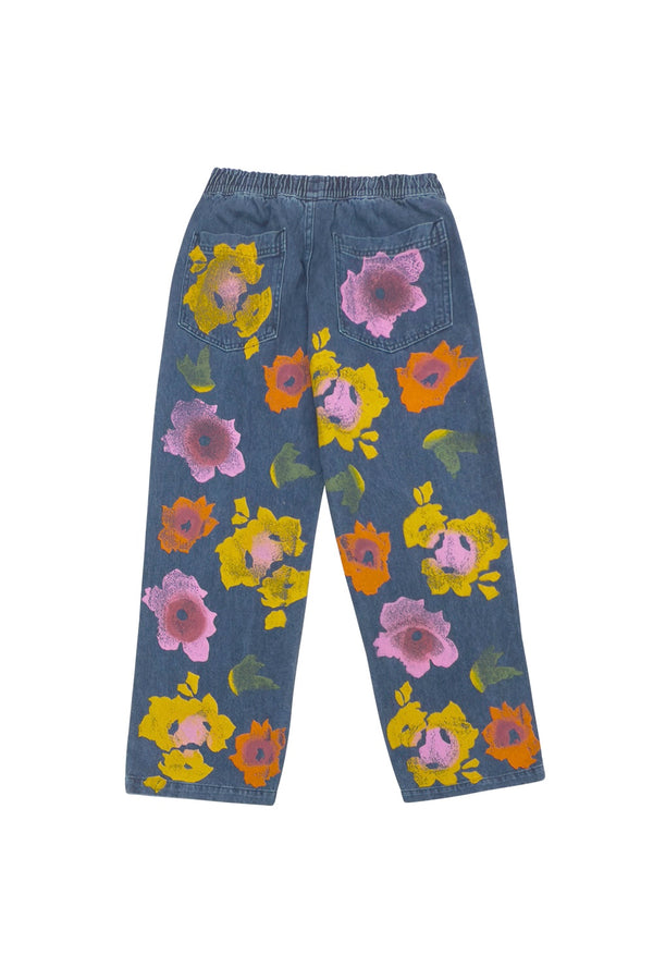 Floral Denim Ocean Pant | Jungmaven Hemp Clothing & Accessories / model_desc: Medium Back