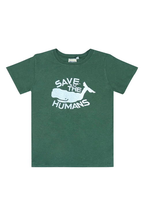 Save the Humans Grom Tee | Jungmaven Hemp Clothing & Accessories / Color: Hunter Green
