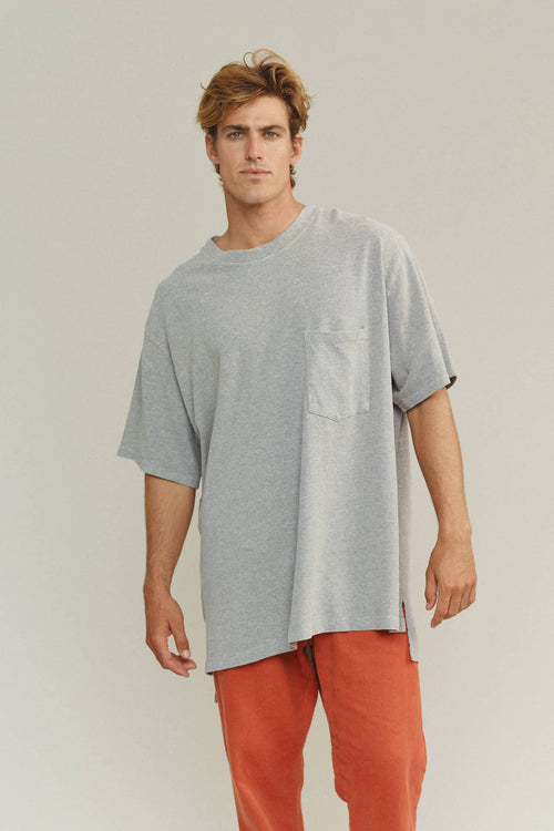 Heathered Big Tee | Jungmaven Hemp Clothing & Accessories/ model_desc: Louis is 6’0” wearing size 2