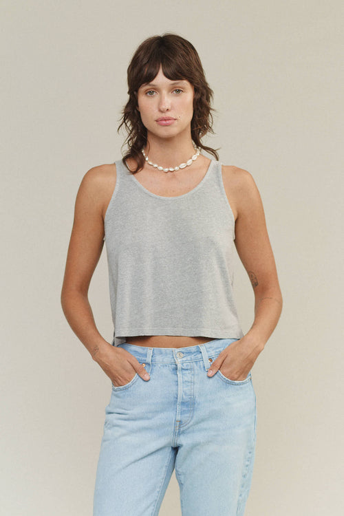 Heathered Cropped Tank | Jungmaven Hemp Clothing & Accessories / model_desc: Tatchi is 5’9” wearing Small