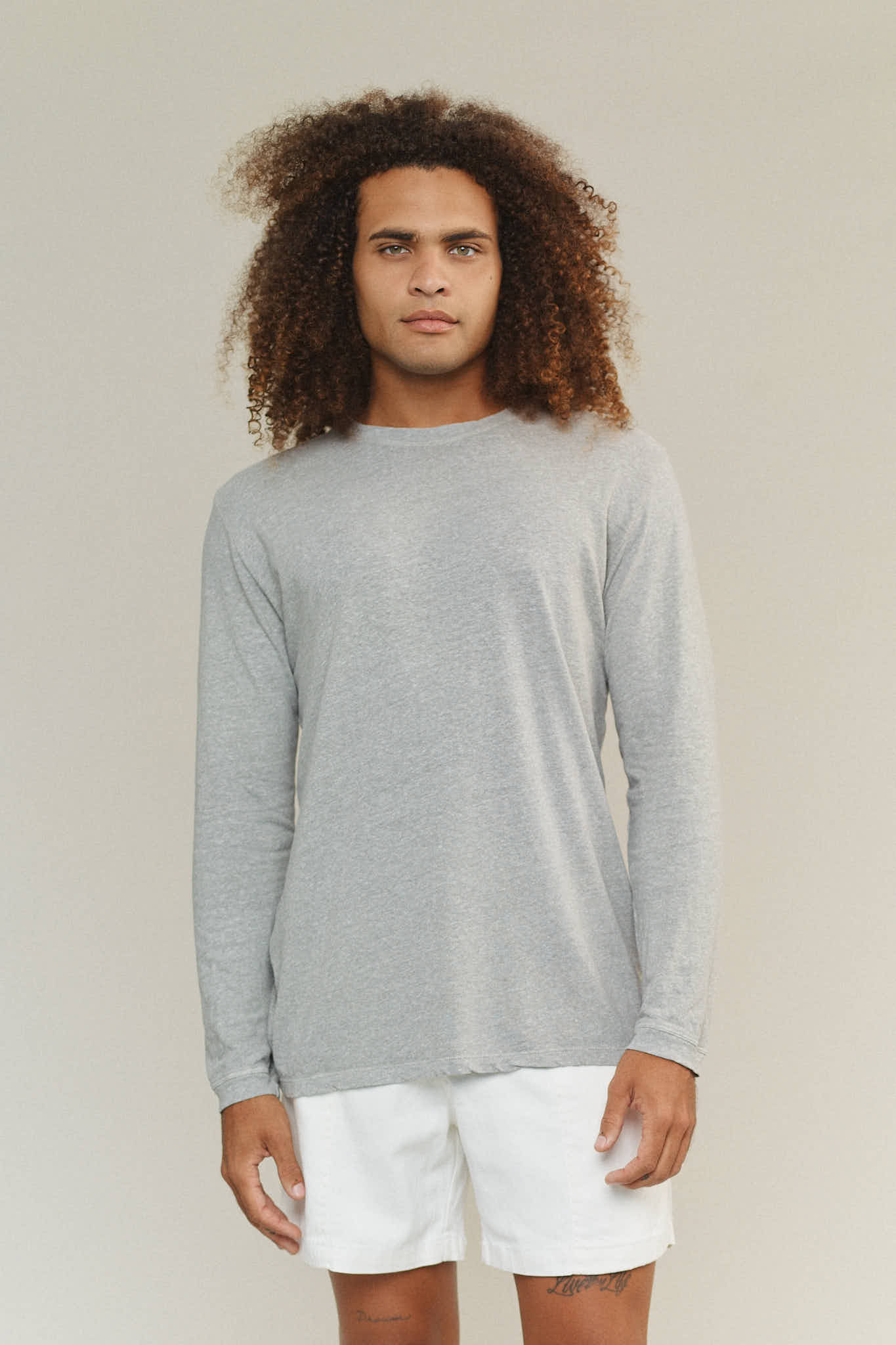 Heathered Jung Long Sleeve Tee | Jungmaven Hemp Clothing & Accessories / model_desc: Davon is 6'0” wearing Large