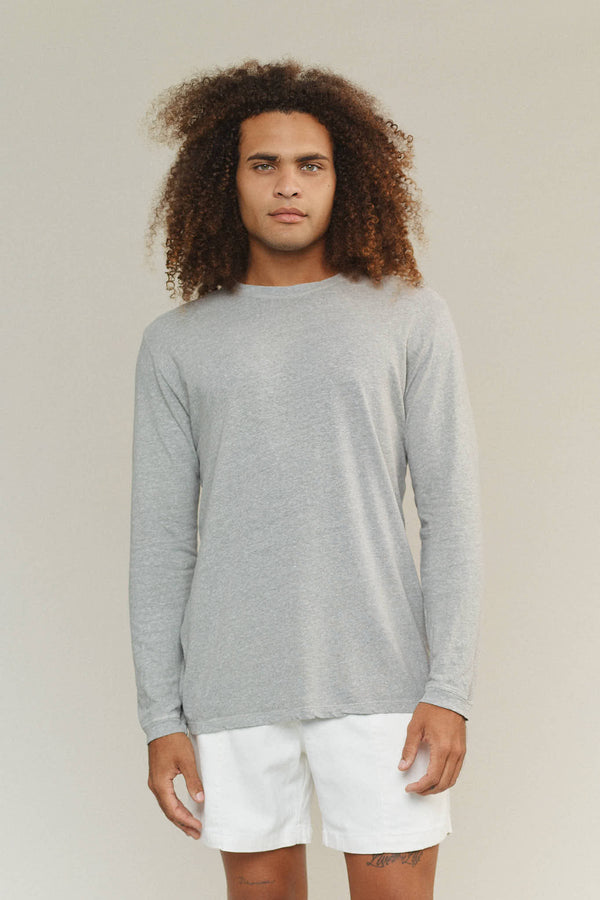 Heathered Jung Long Sleeve Tee | Jungmaven Hemp Clothing & Accessories / model_desc: Davon is 6'0” wearing L