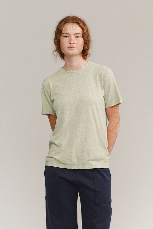 Heathered Jung Tee | Jungmaven Hemp Clothing & Accessories / model_desc: Sydney is 5’8” wearing Small