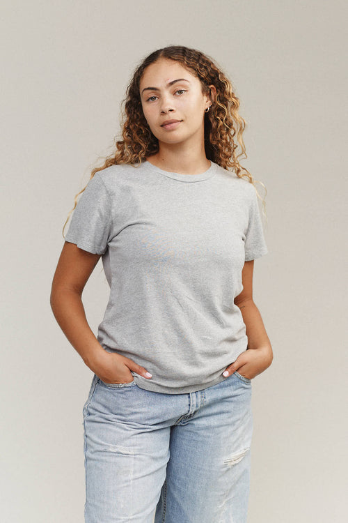 Heathered Lorel Tee | Jungmaven Hemp Clothing & Accessories / model_desc: Paige is 5’8” wearing Medium