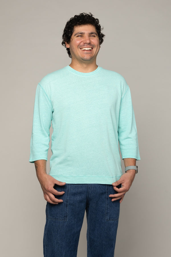 Heathered Cardiff 3/4 Sleeve - Sale Colors  | Jungmaven Hemp Clothing & Accessories / model_desc: Dan is 5’9” wearing S