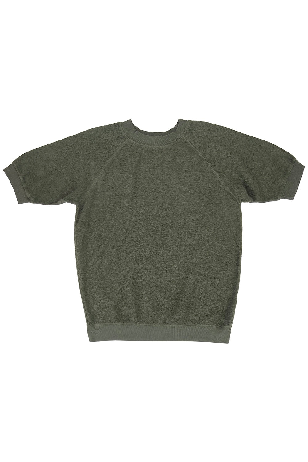 Short Sleeve Raglan Sherpa Sweatshirt | Jungmaven Hemp Clothing & Accessories / Color: Olive Green