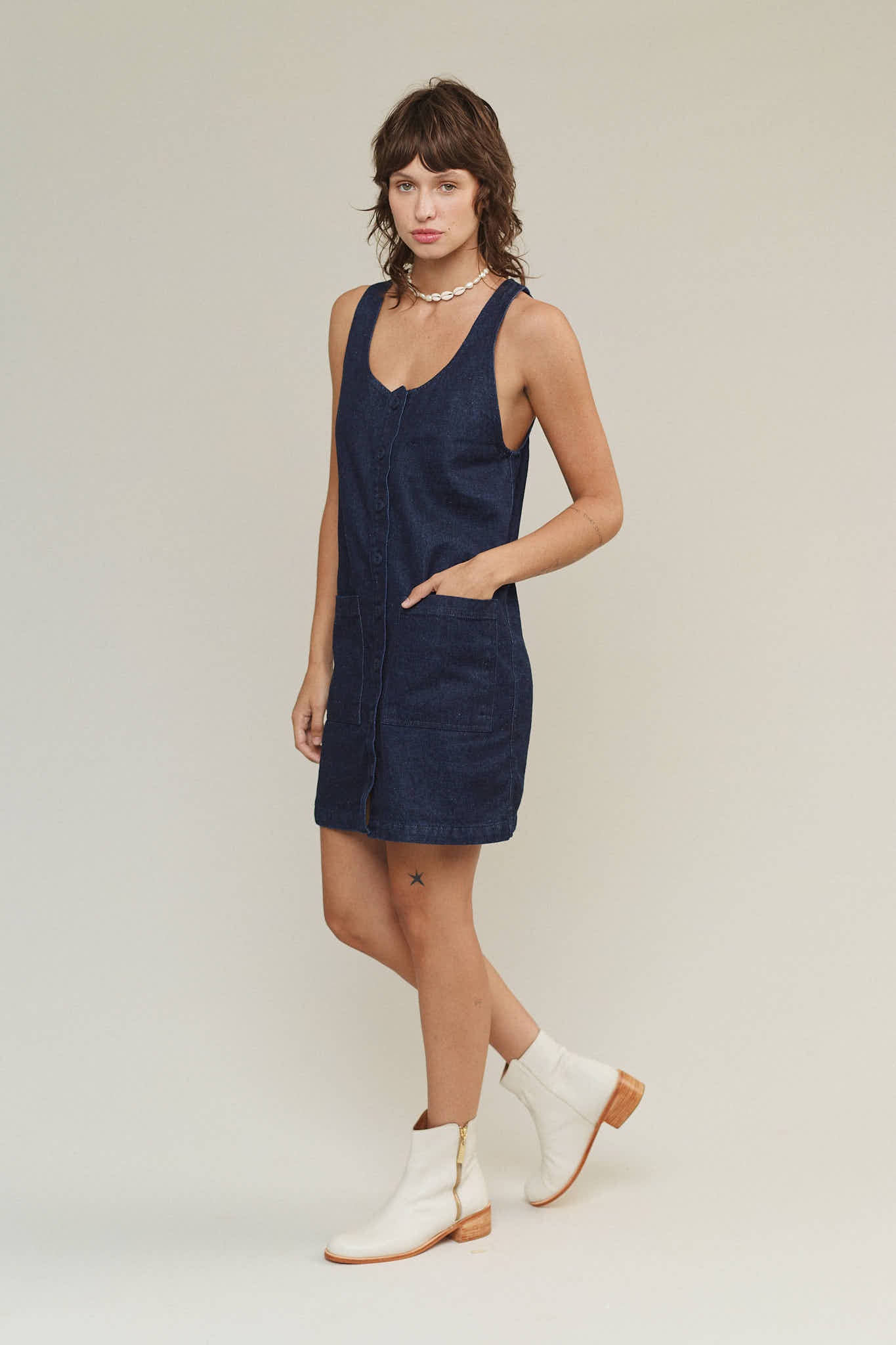 Denim Jumper Dress | Jungmaven Hemp Clothing & Accessories / Color: