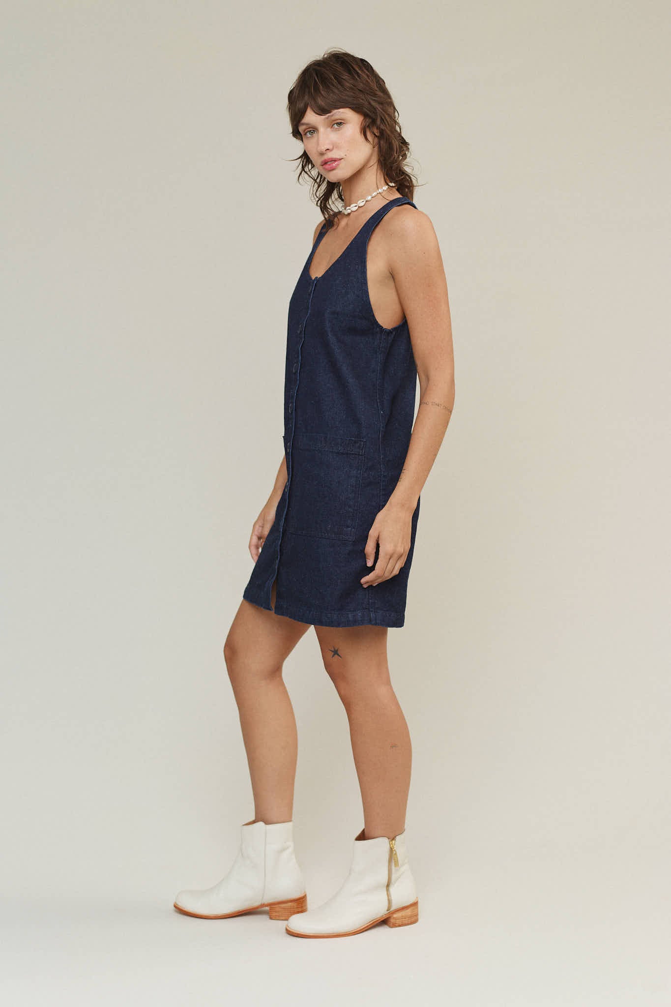 Denim Jumper Dress | Jungmaven Hemp Clothing & Accessories / Color: